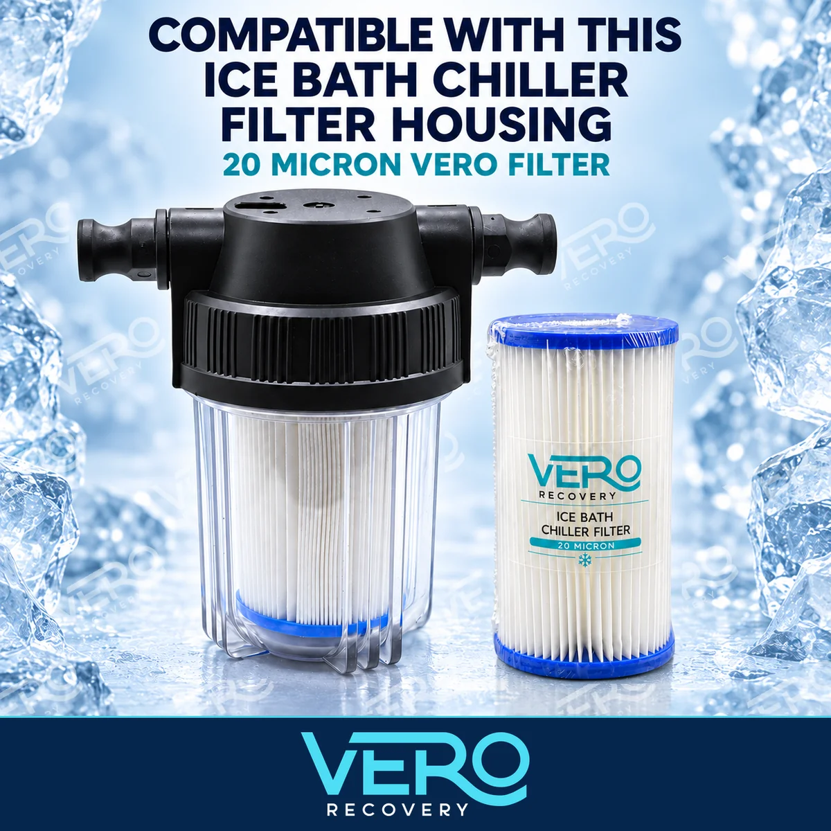 Ice bath chiller filter - compatible filter housing
